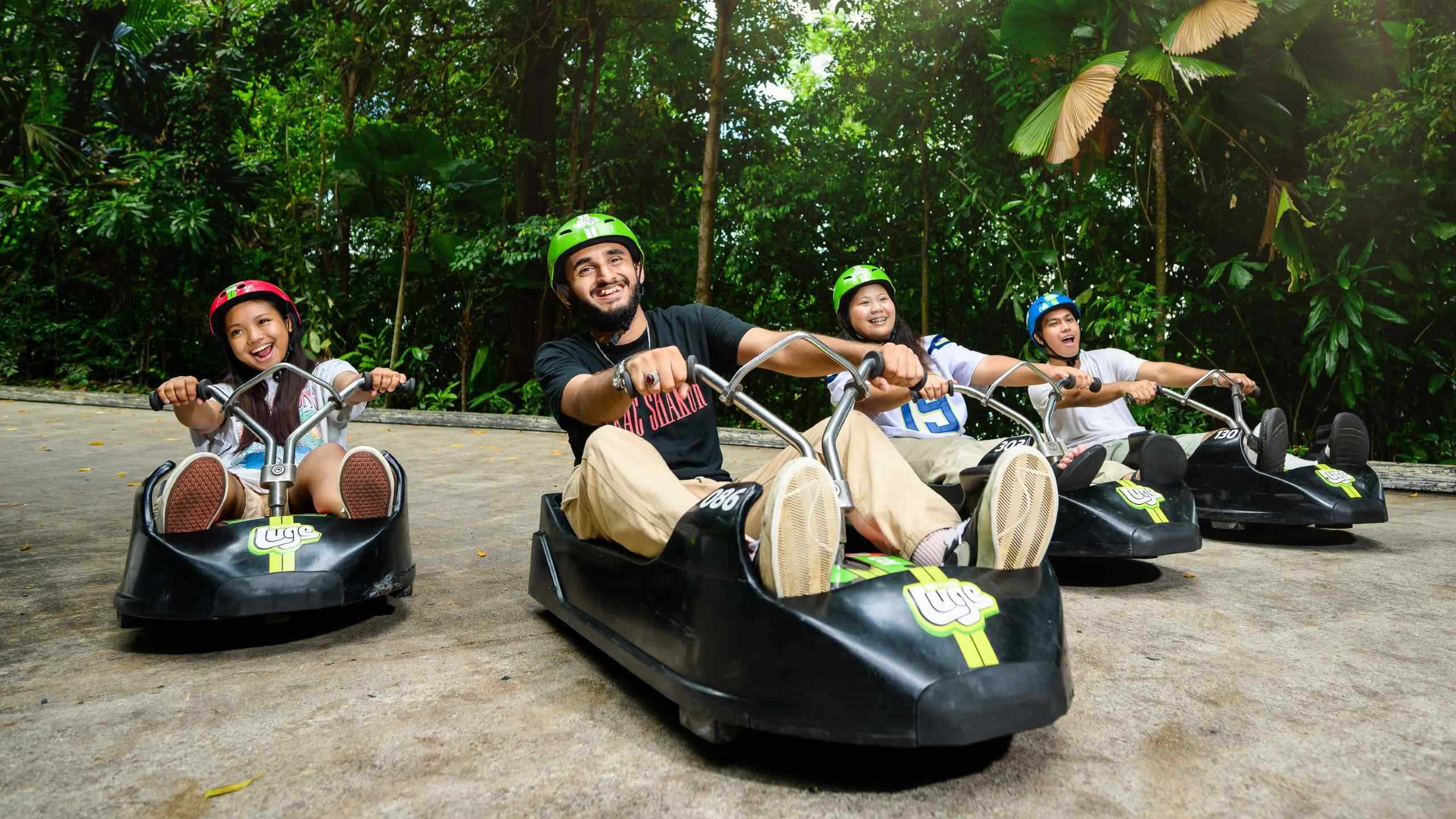 A group of friends enjoy Luge together