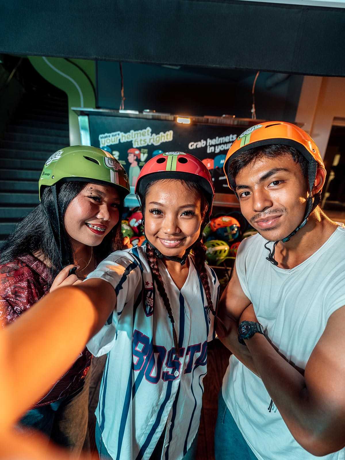 Skyline Luge Singapore a Group of Youths in Y2K fashion taking a selfie